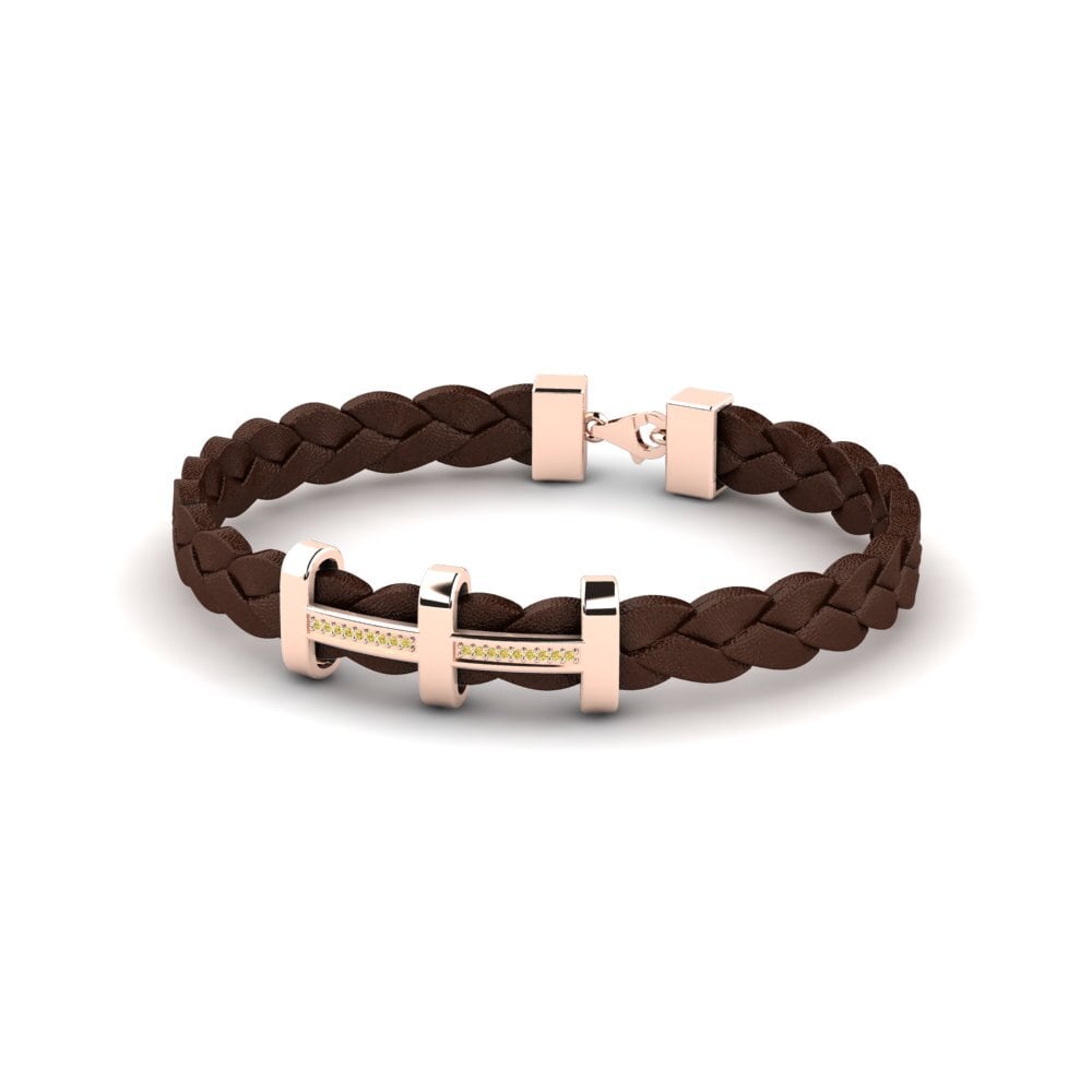 18ct Rose Gold Yellow Diamond Men's Bracelet Onafiel