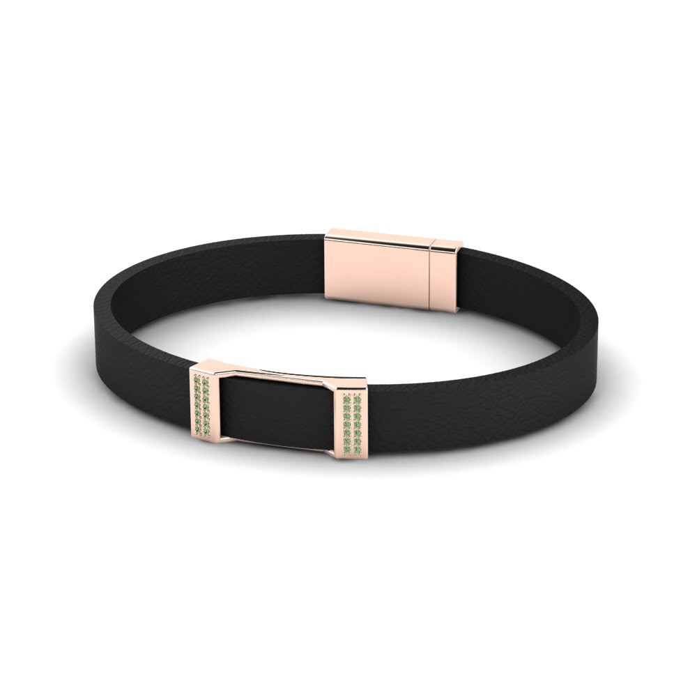 18ct Rose Gold Green Diamond Men's Bracelet Pierre