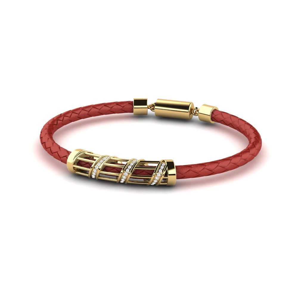 18ct Yellow Gold White sapphire Men's Bracelet Robin