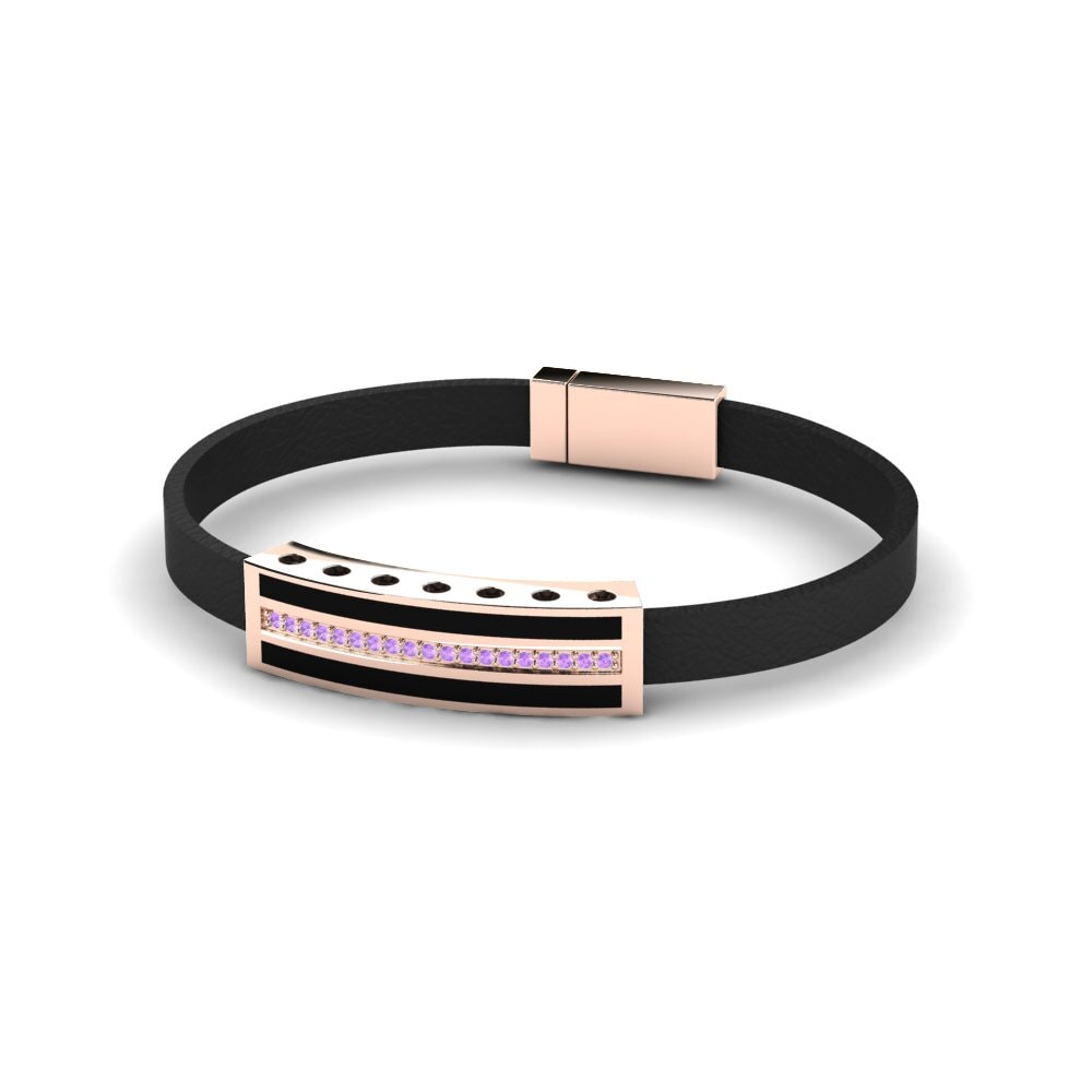 9K Rose Gold Amethyst Men's Bracelet Sergio