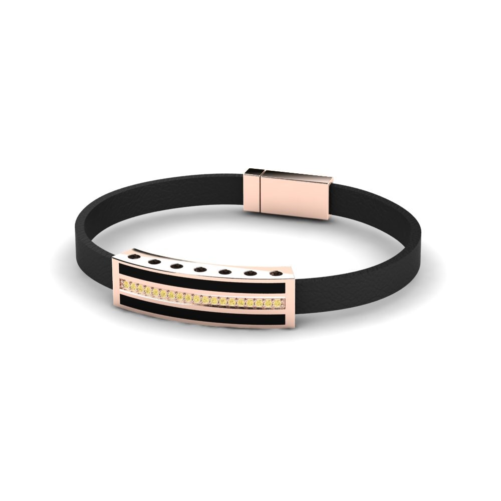 18ct Rose Gold Yellow Diamond Men's Bracelet Sergio
