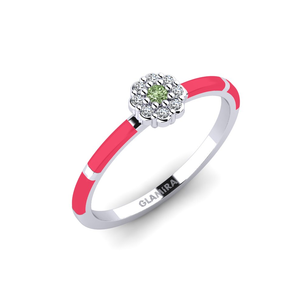 585 Bílé zlato Zelený diamant Prsten Lebanon