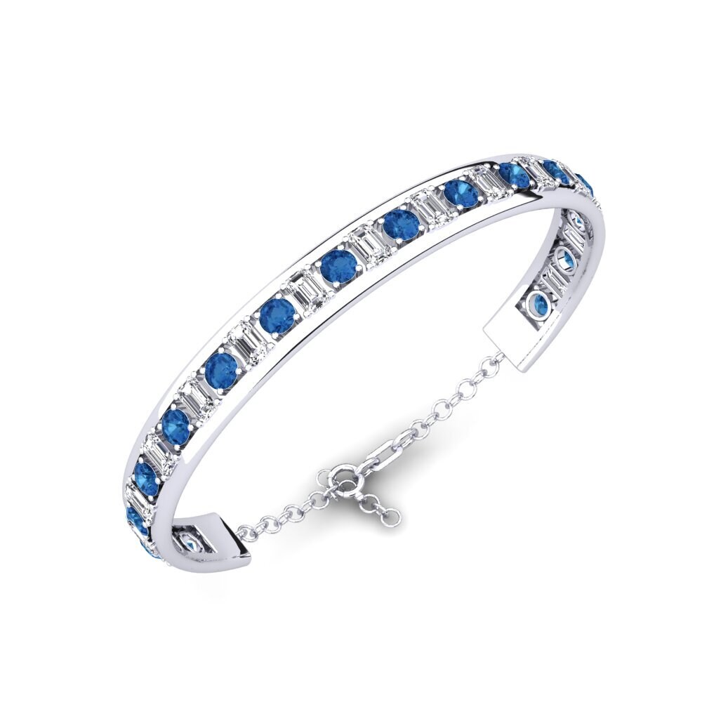 White Silver Dark Blue Zirconia Women's Bangle Lebowitz