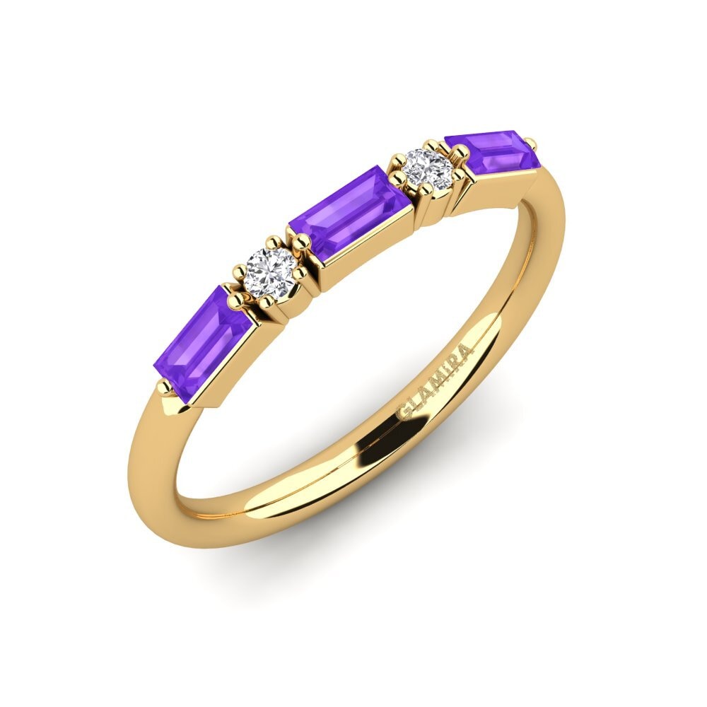 Or Jaune 14k Améthyste Bague Lecta