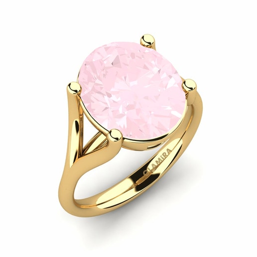Anillo Ledina Oro Amarillo 585 & Cuarzo rosa