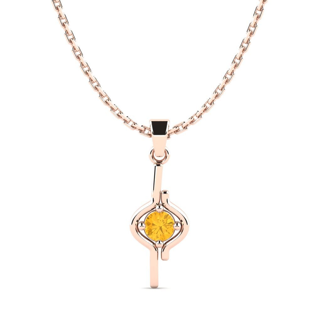14k Oro Rosa Citrino Colgante de Mujer Leeri