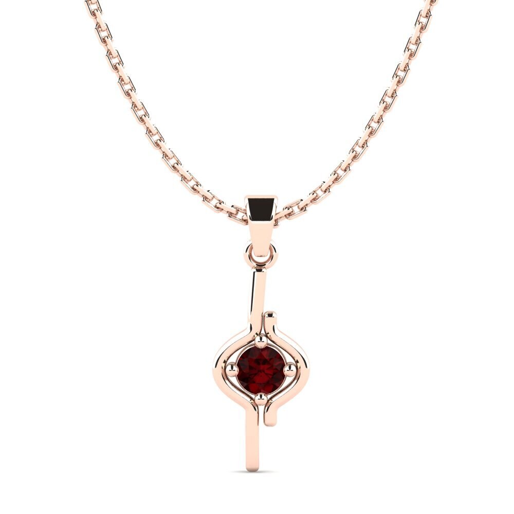 14k Oro Rosa Granate Colgante de Mujer Leeri