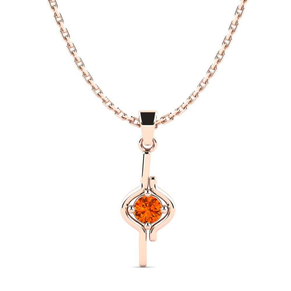14k Oro Rosa Zafiro Naranja Colgante de Mujer Leeri
