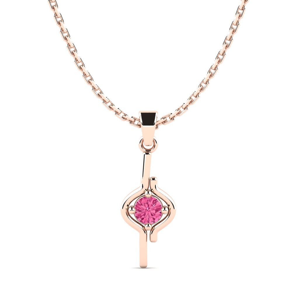 9k Oro Rosa Turmalina rosa Colgante de Mujer Leeri