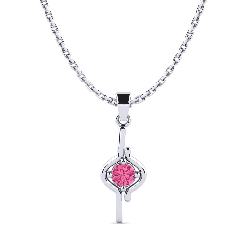 Platino 950 Turmalina rosa Colgante de Mujer Leeri