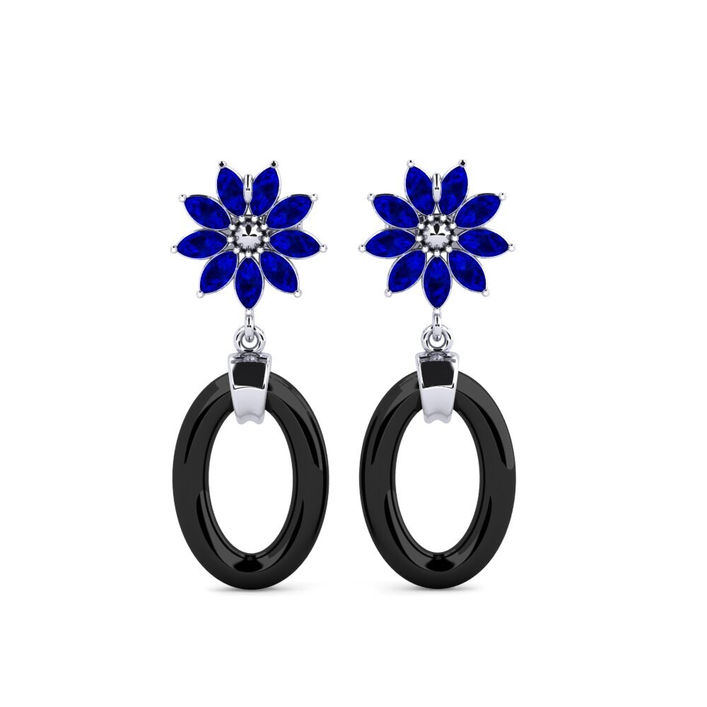 White Silver Sapphire Women's Earring Lefebure