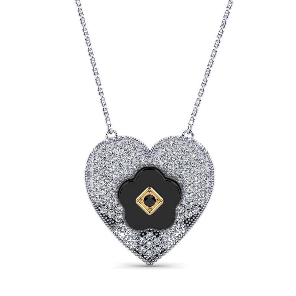 9ct White & Yellow Gold Black Onyx Women's Necklace Leffel