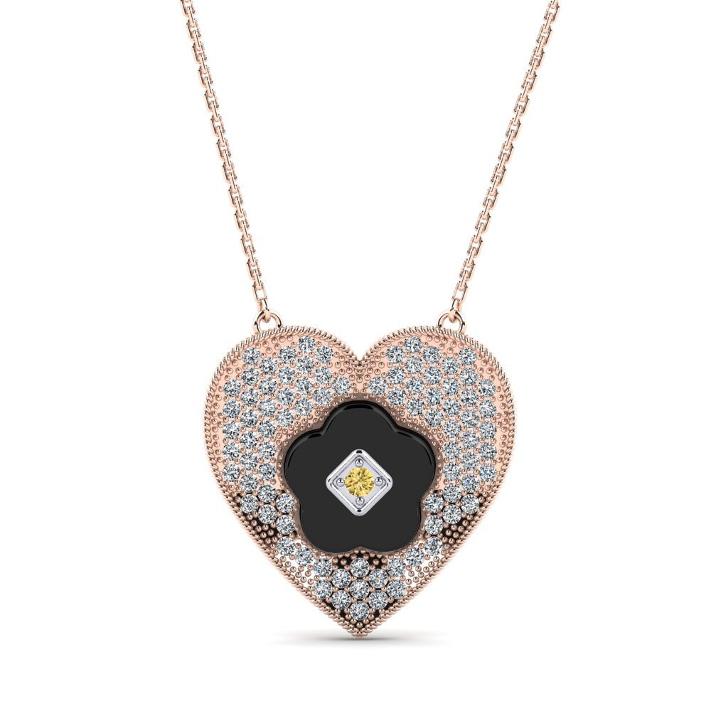 Červené & bílé Zlato 375 Žlutý diamant Dámský náhrdelník Leffel