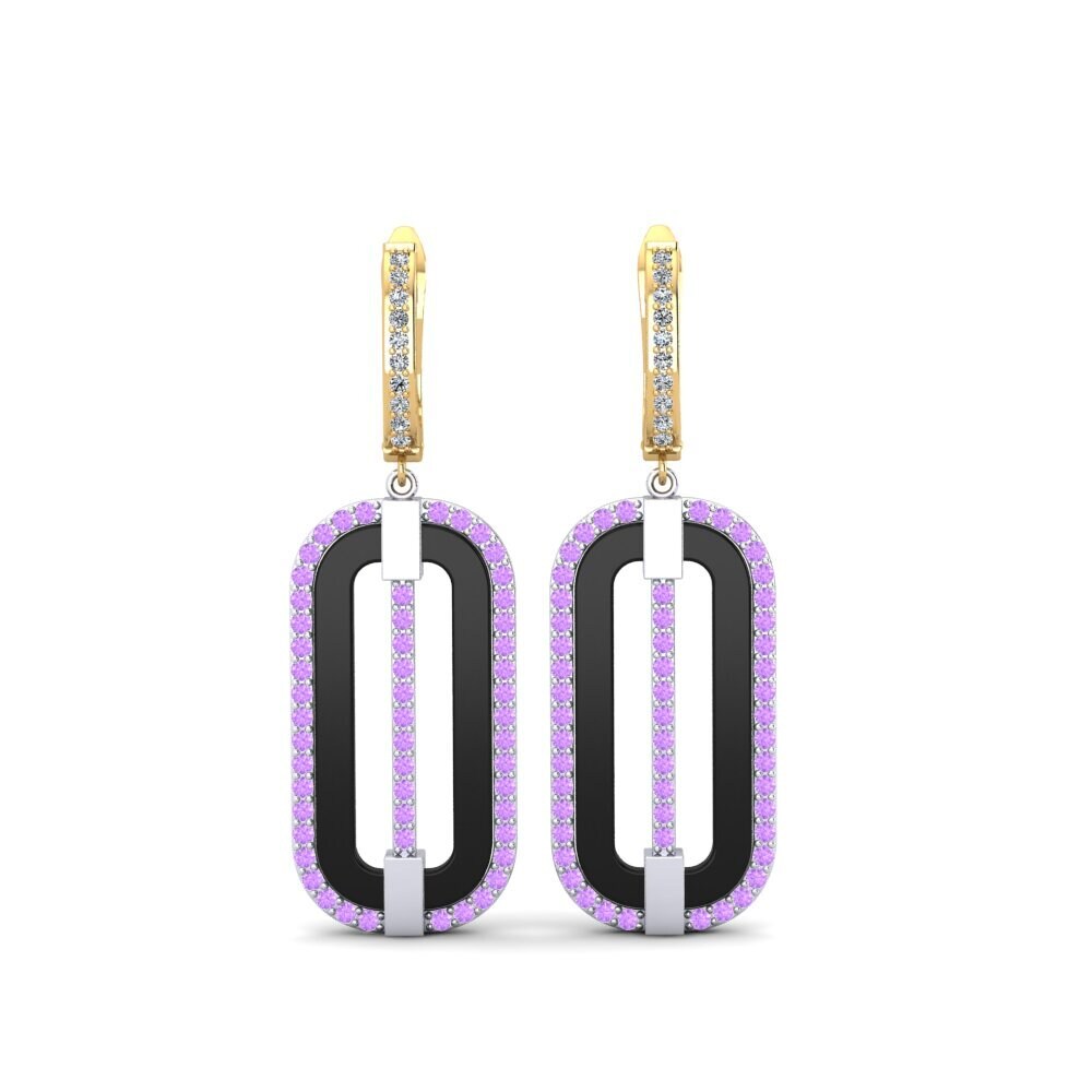14ct White & Yellow Gold Amethyst Women's Earring Lefler