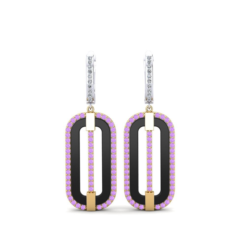 9ct Yellow & White Gold Amethyst Women's Earring Lefler