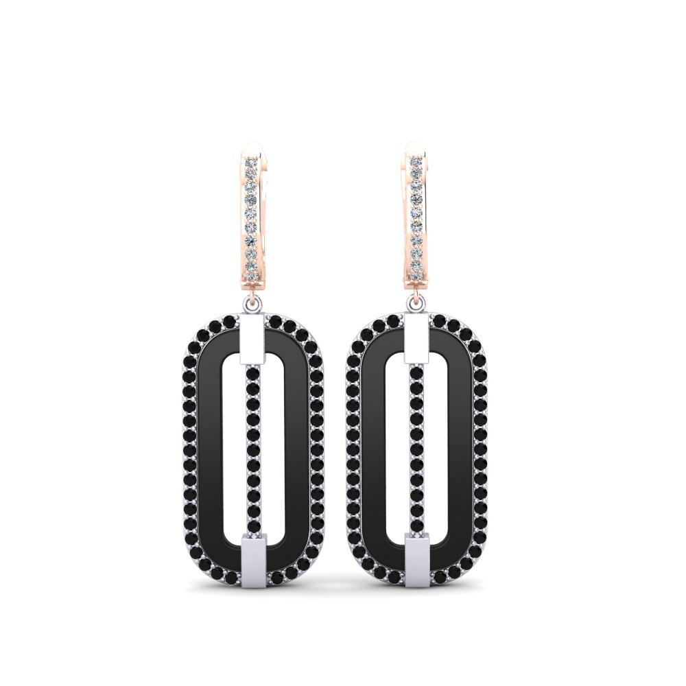 14ct White & Rose Gold Black Onyx Women's Earring Lefler