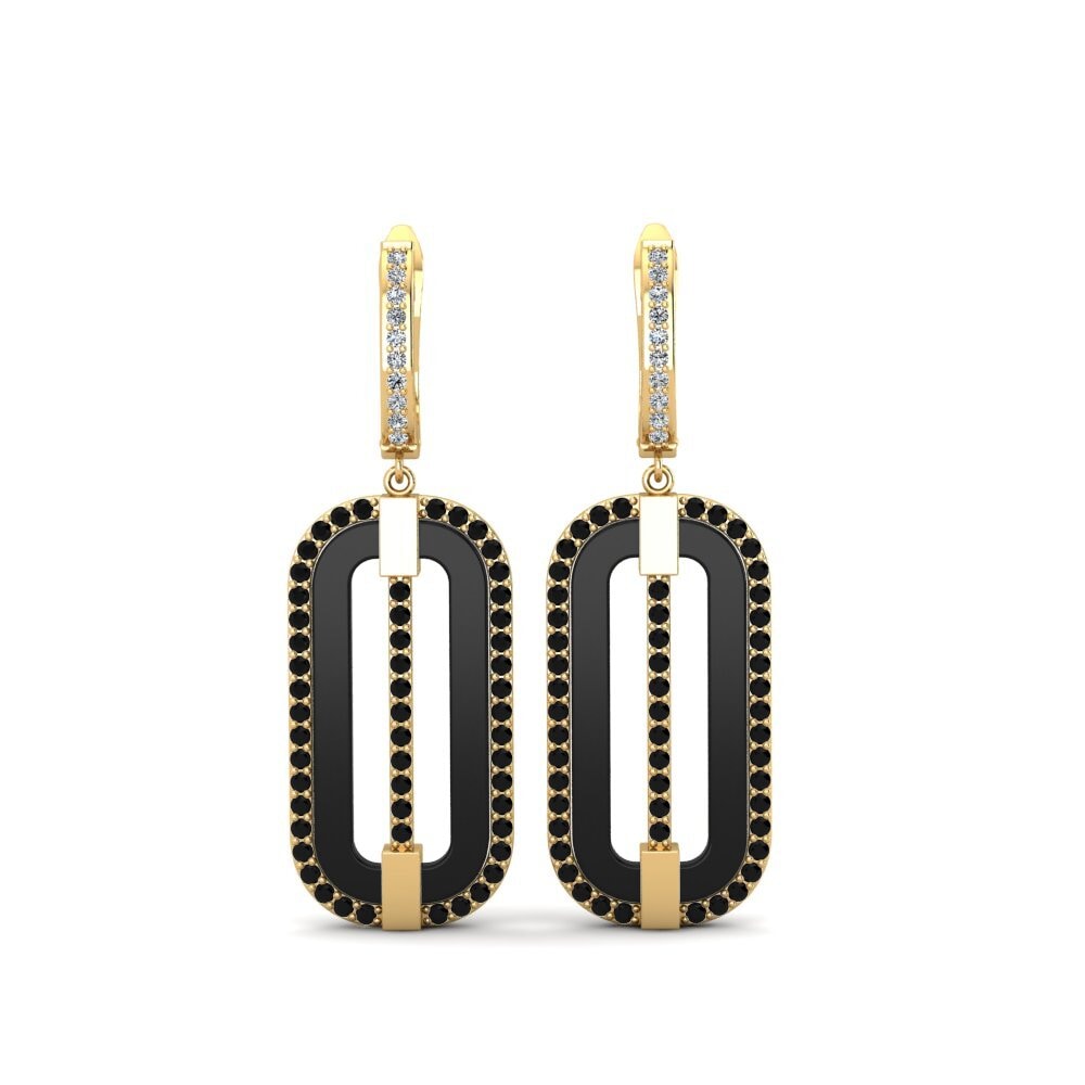 9ct Yellow Gold Black Sapphire Women's Earring Lefler