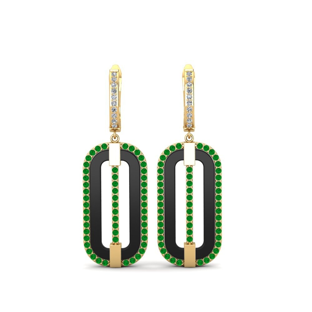 9ct Yellow Gold Emerald Women's Earring Lefler