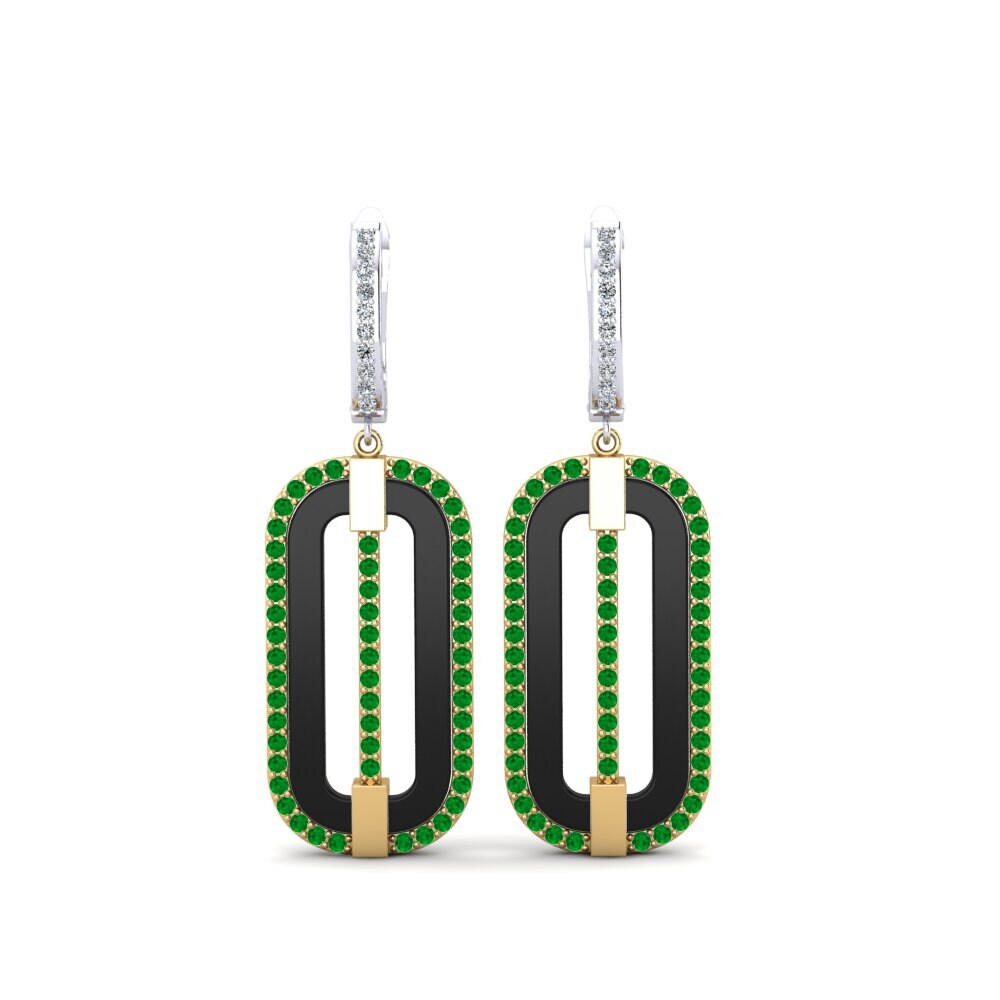 14ct Yellow & White Gold Emerald Women's Earring Lefler