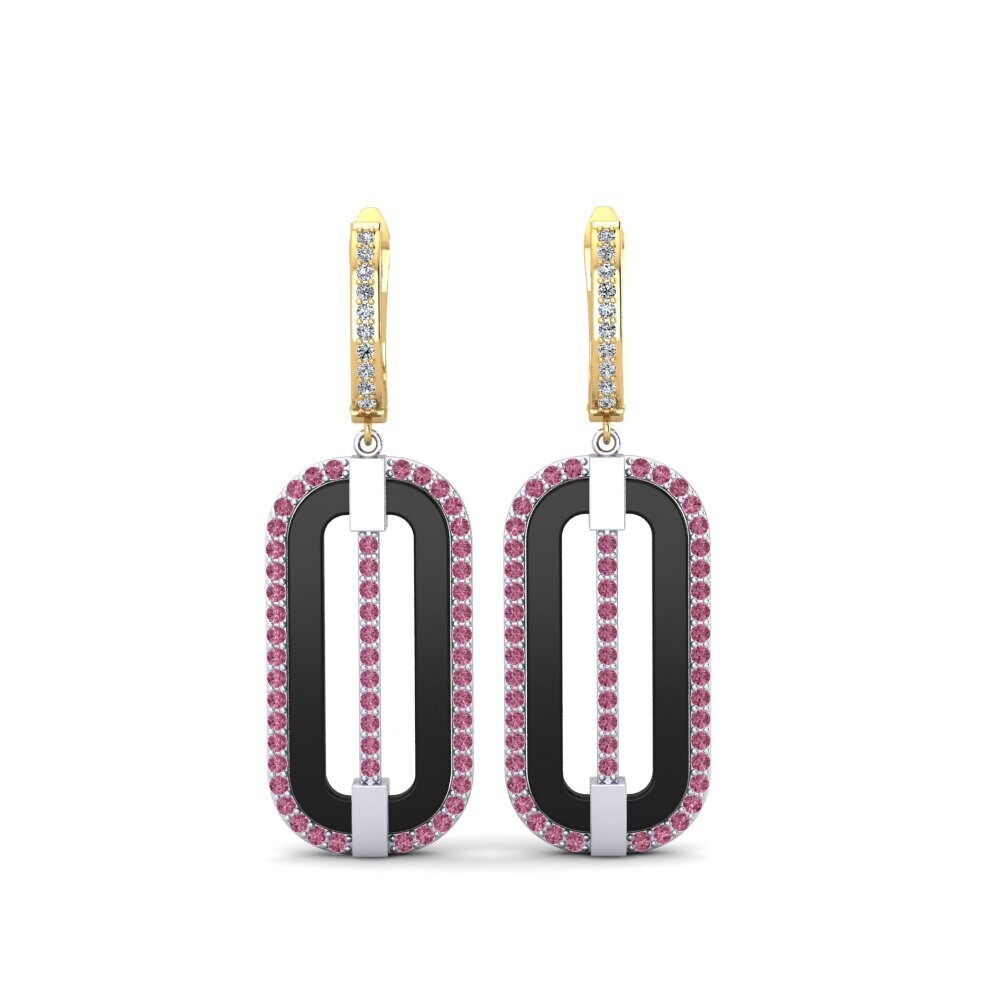 14ct White & Yellow Gold Rhodolite Garnet Women's Earring Lefler