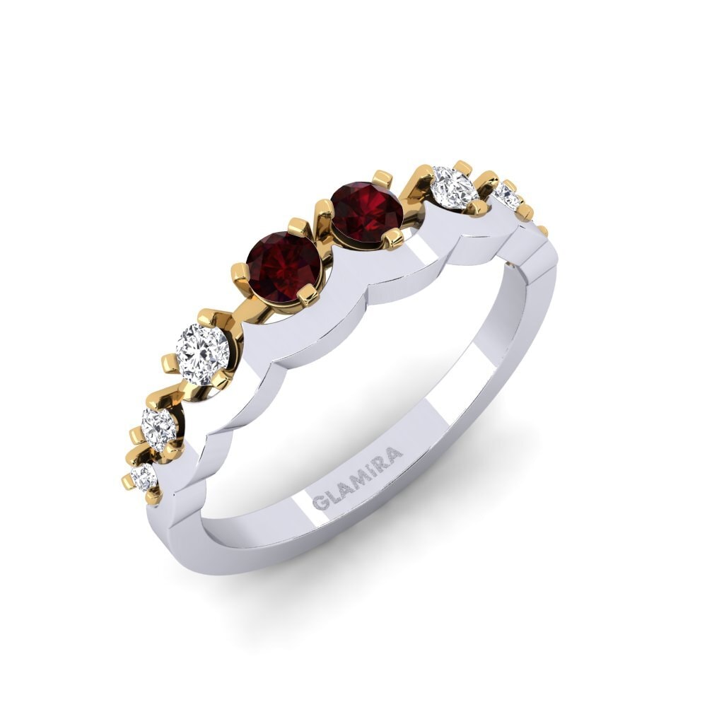 Or Blanc & Jaune 14k Grenat Bague Legume