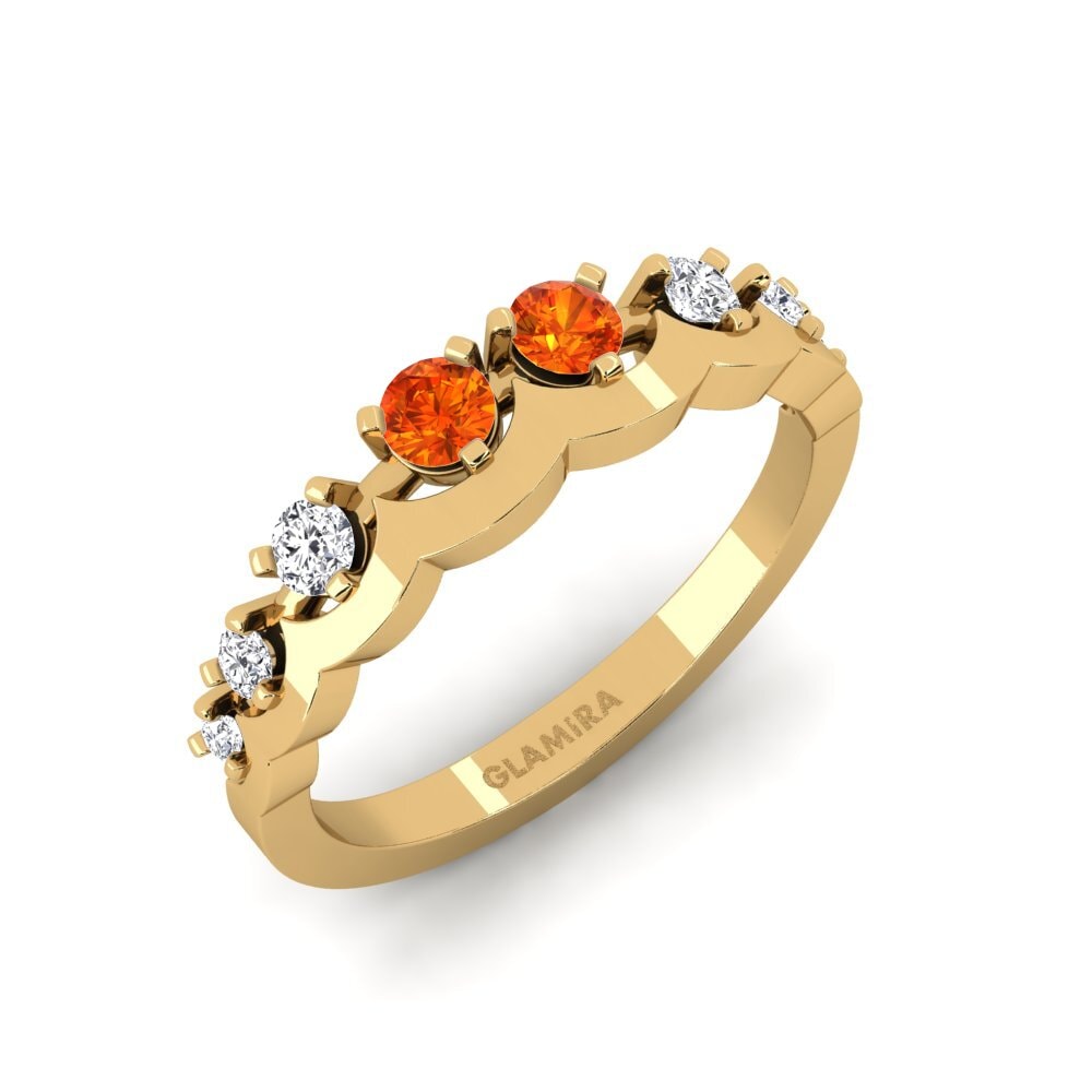 Or Jaune 14k Saphir orange Bague Legume