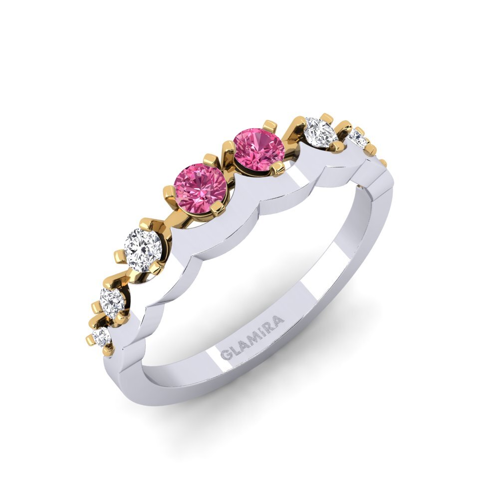 Or Blanc & Jaune 14k Tourmaline Rose Bague Legume