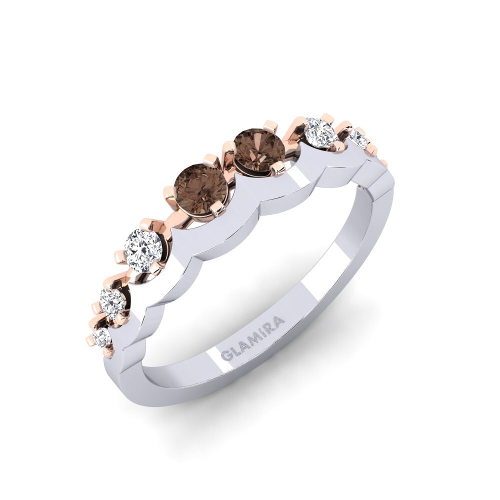 Or Blanc & Rose14k Quartz Fumé Bague Legume