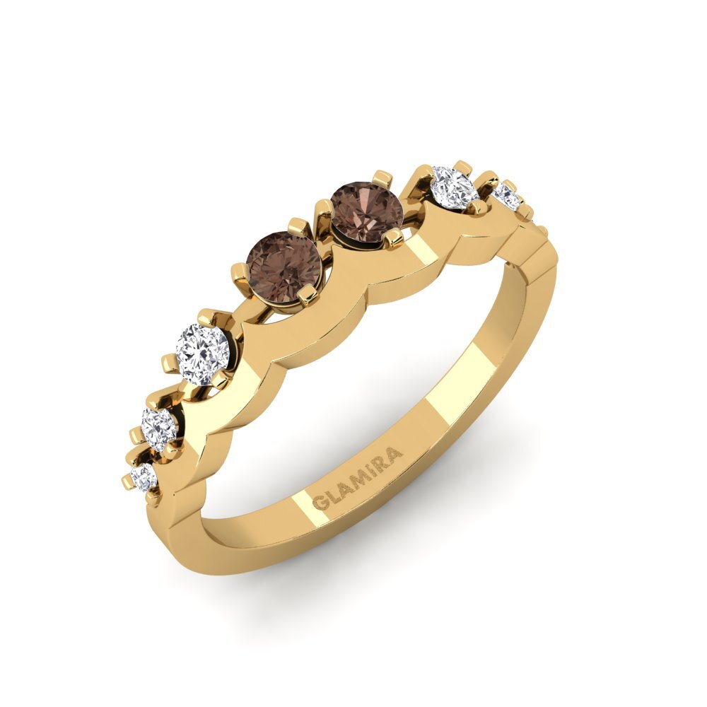 Or Jaune 14k Quartz Fumé Bague Legume