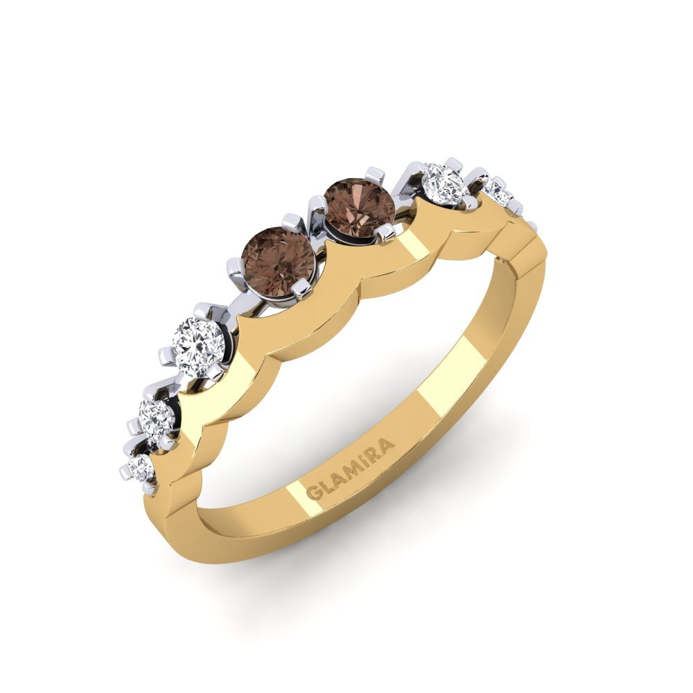 Or Jaune & Blanc 14k Quartz Fumé Bague Legume