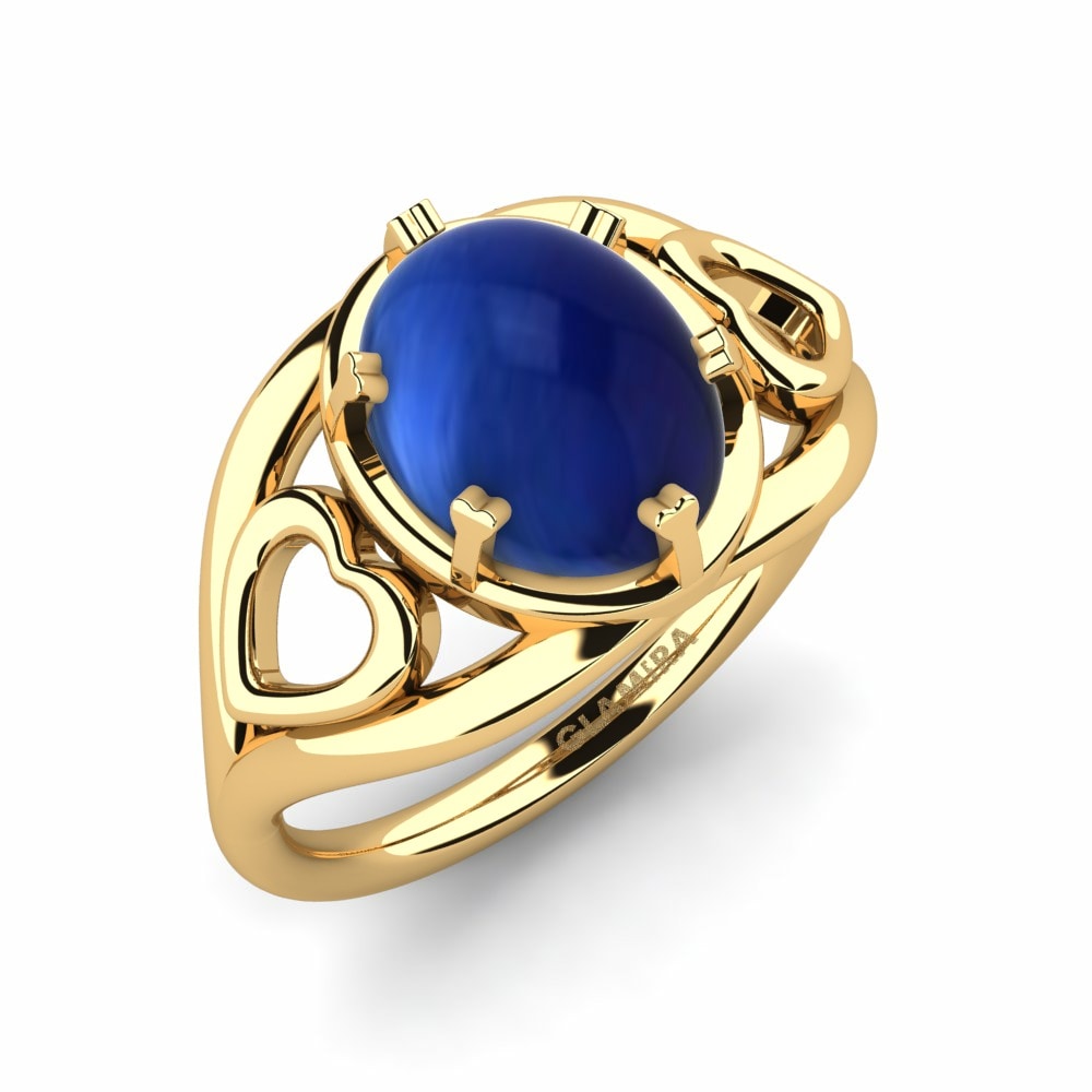 Or Jaune 18k Saphir Cabochon Bague Leiani