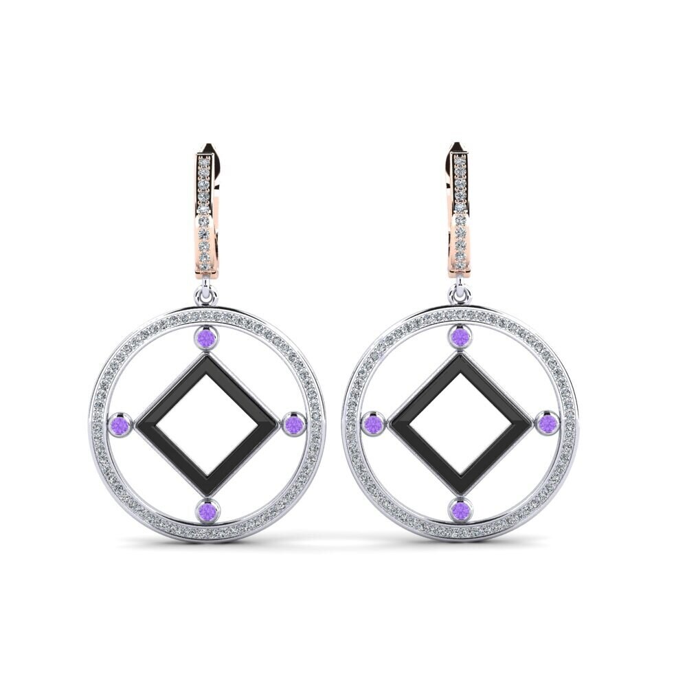 18ct White & Rose Gold Amethyst Women's Earring Leida