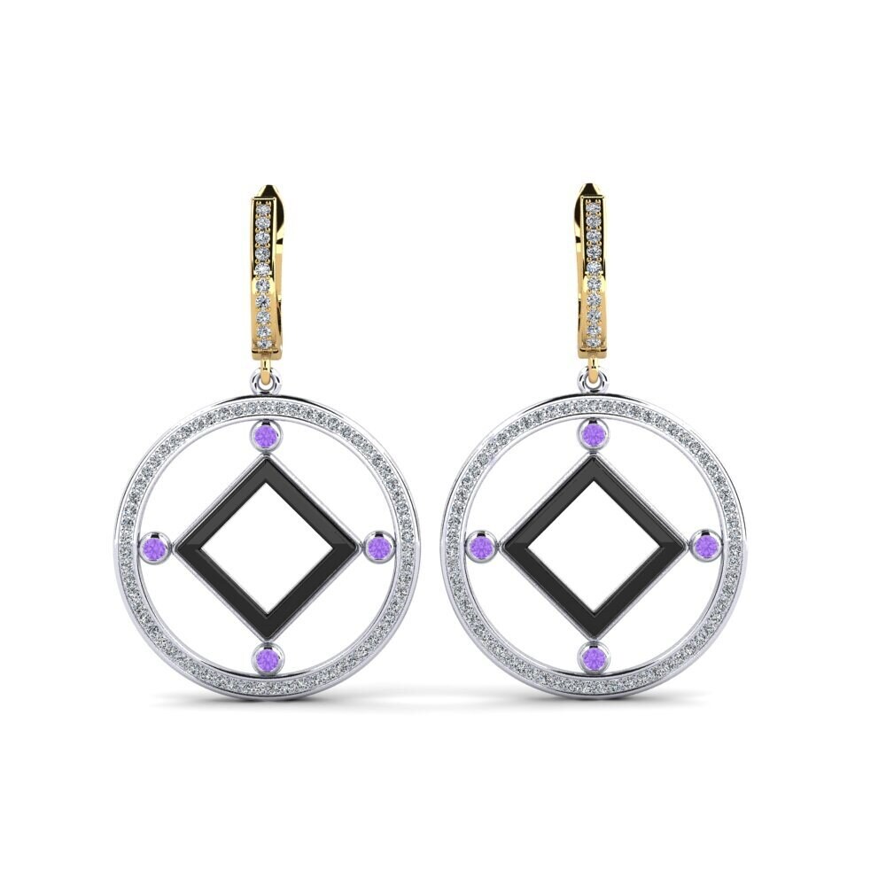 14ct White & Yellow Gold Amethyst Women's Earring Leida