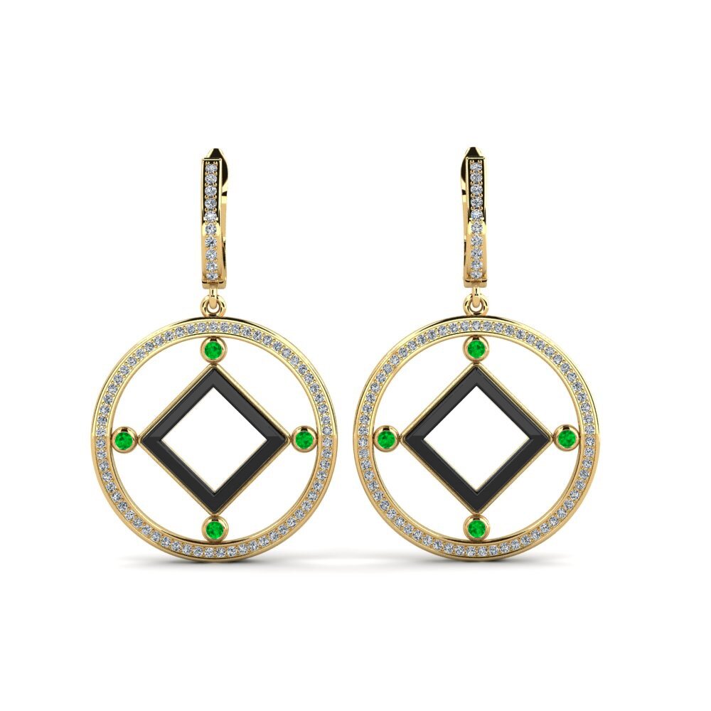9ct Yellow Gold Emerald Women's Earring Leida