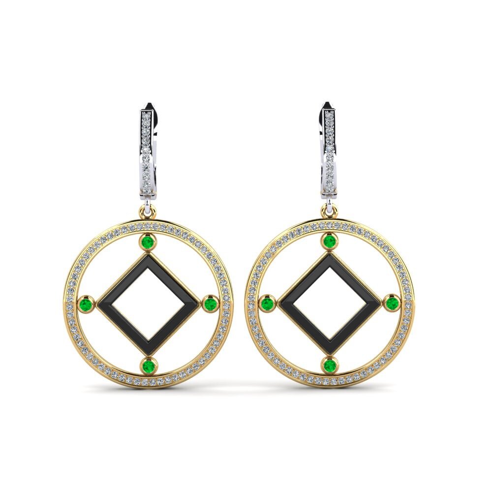 14ct Yellow & White Gold Emerald Women's Earring Leida