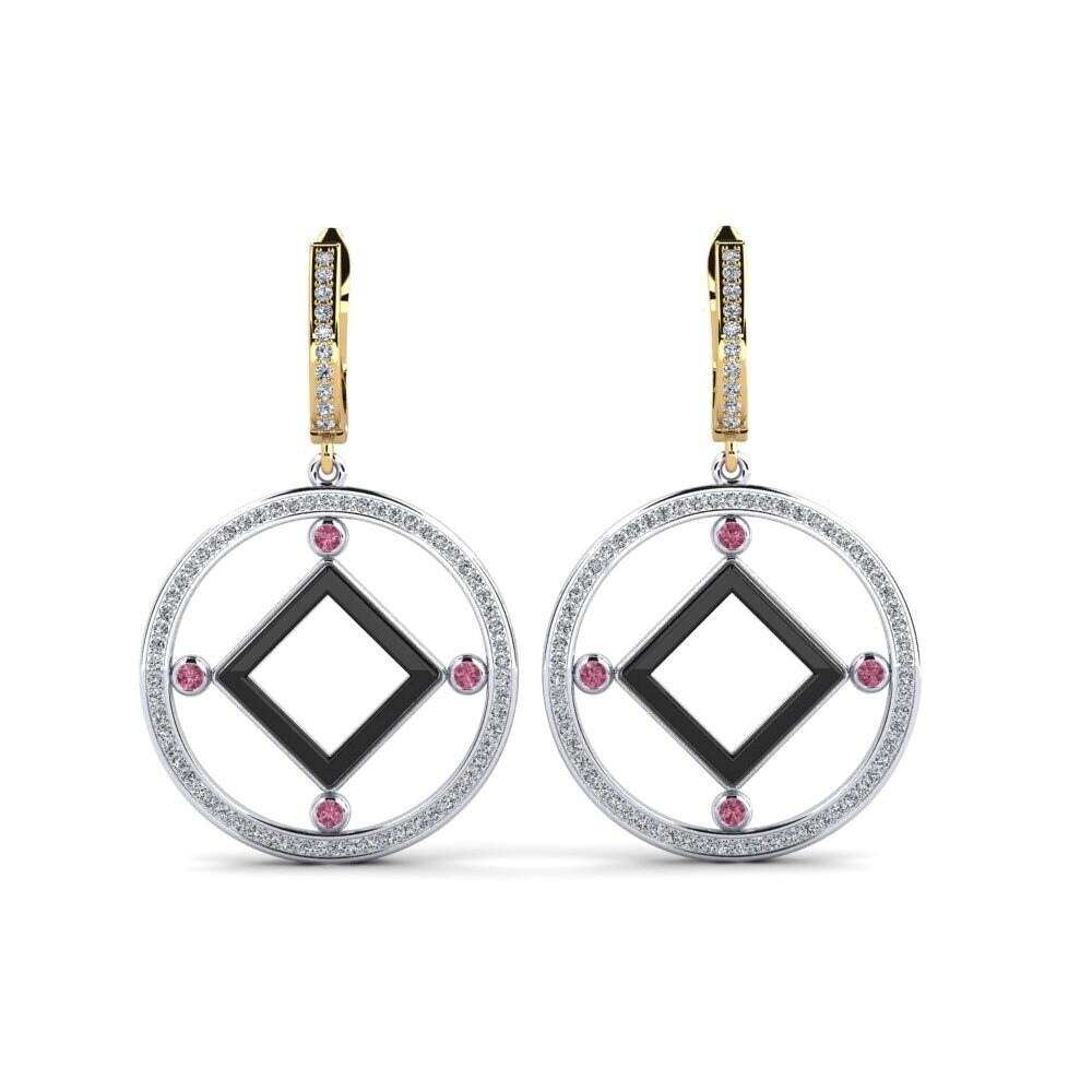 14ct White & Yellow Gold Rhodolite Garnet Women's Earring Leida