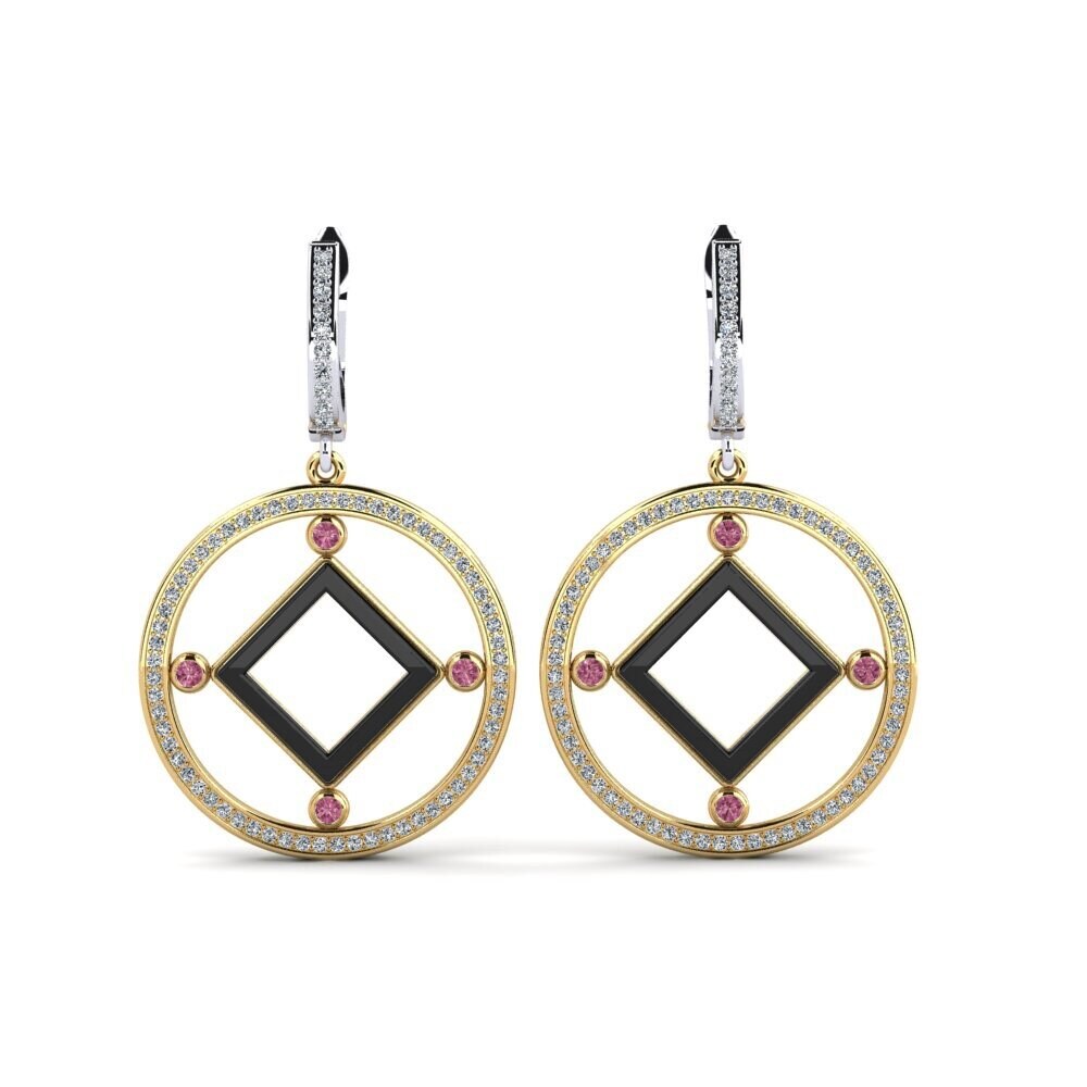 18ct Yellow & White Gold Rhodolite Garnet Women's Earring Leida