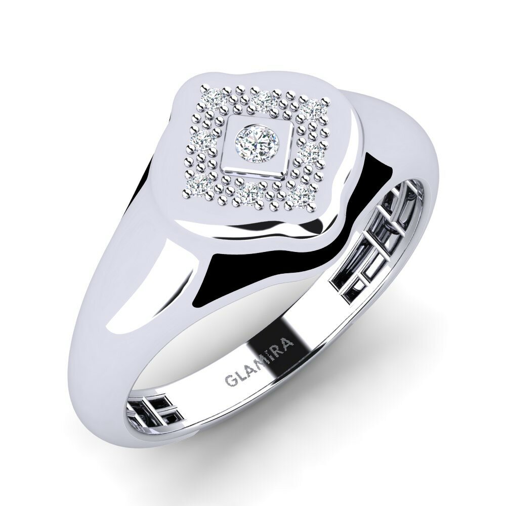 Weißgold 750 Rund Zirkonia Pinker Ring für Männer Lemea