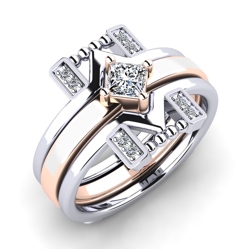 750 Weiß & Rotgold Ring Lemealda SET