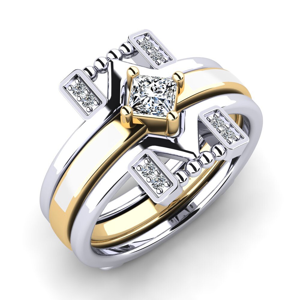 14ct White & Yellow Gold Ring Lemealda SET