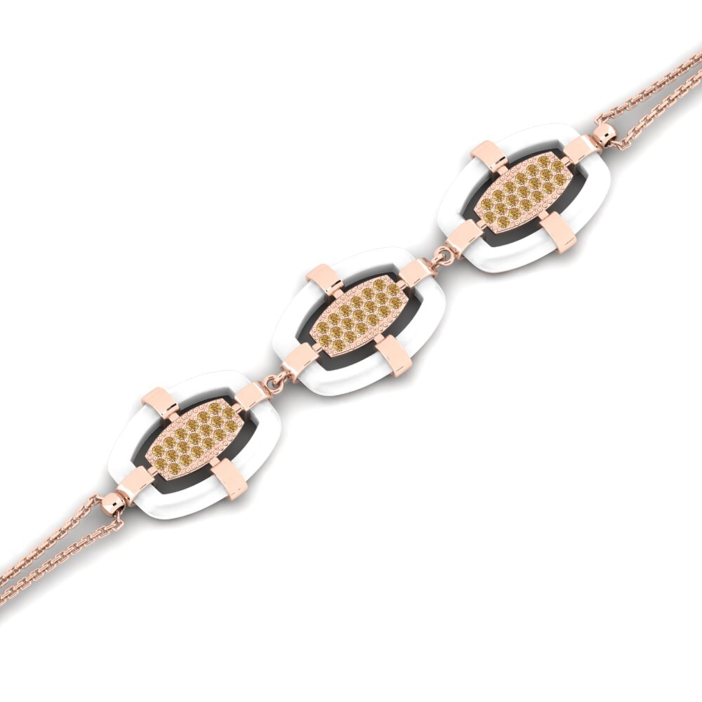14k Oro Rosa Diamante Marrón Pulsera de Mujer Lemmon