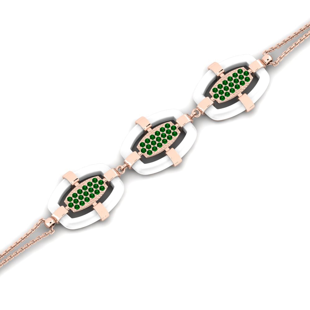 14k Oro Rosa Circonita Verde Pulsera de Mujer Lemmon