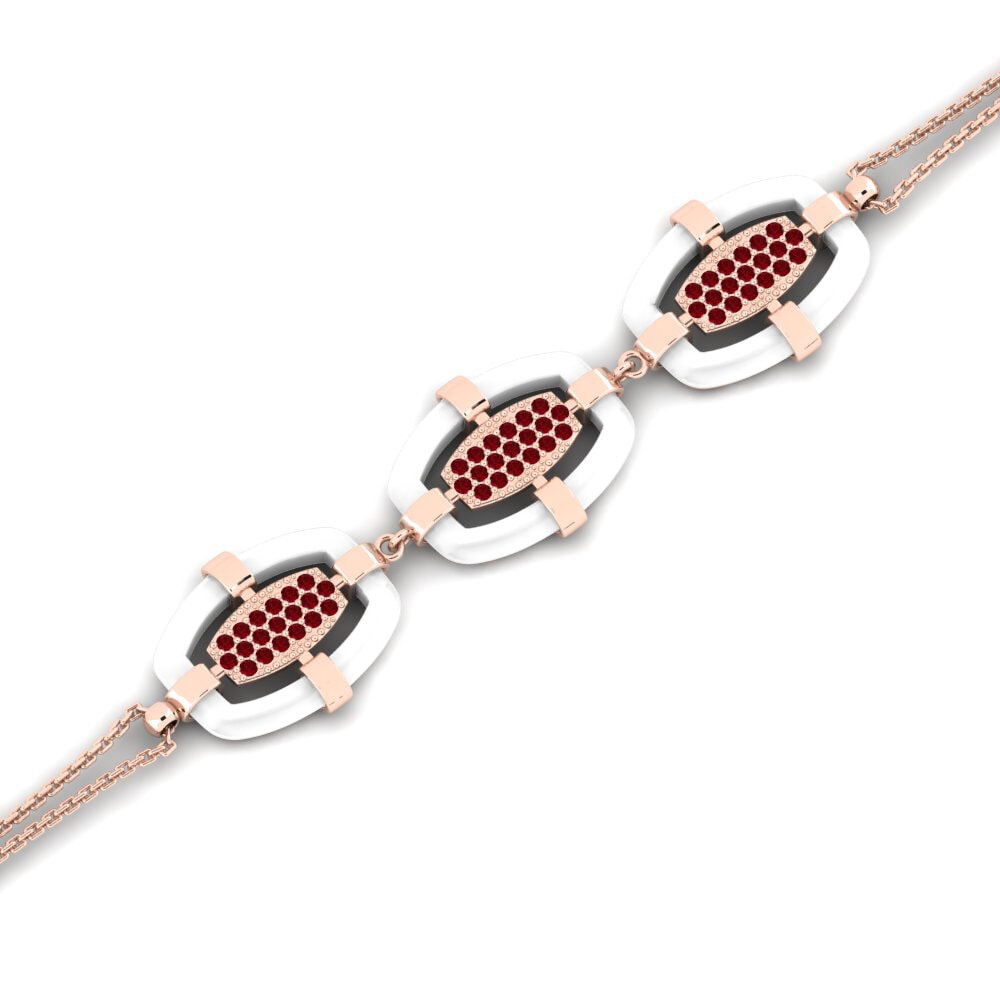 14k Oro Rosa Circonita Roja Pulsera de Mujer Lemmon