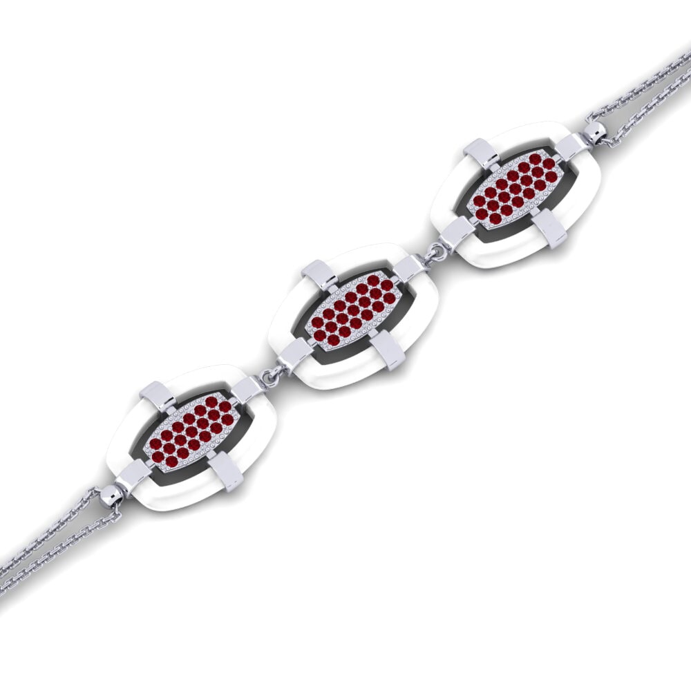 950 Palladium Red Zirconia Women's Bracelet Lemmon