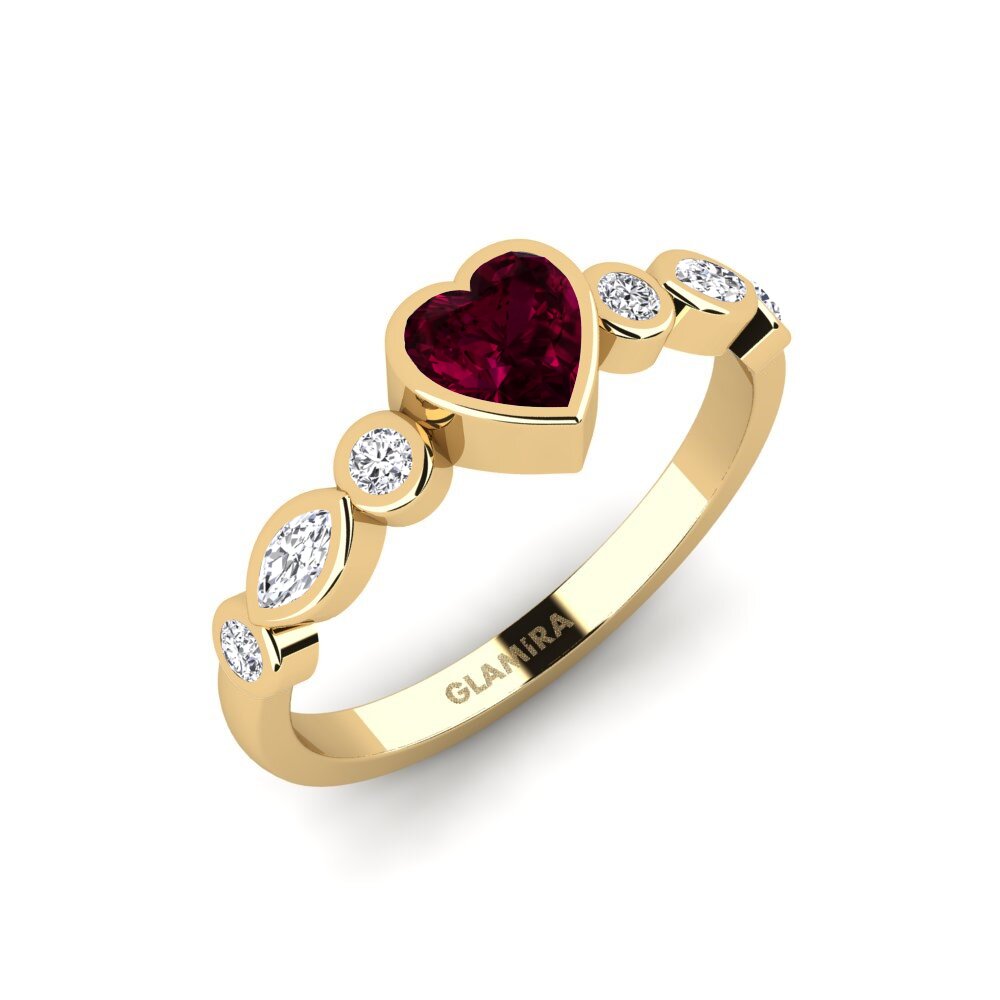 Or Jaune 9k Grenat de Rhodolite Bague Lemoule