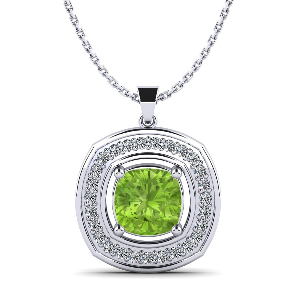 Cushion Peridot Women's Pendant Lene