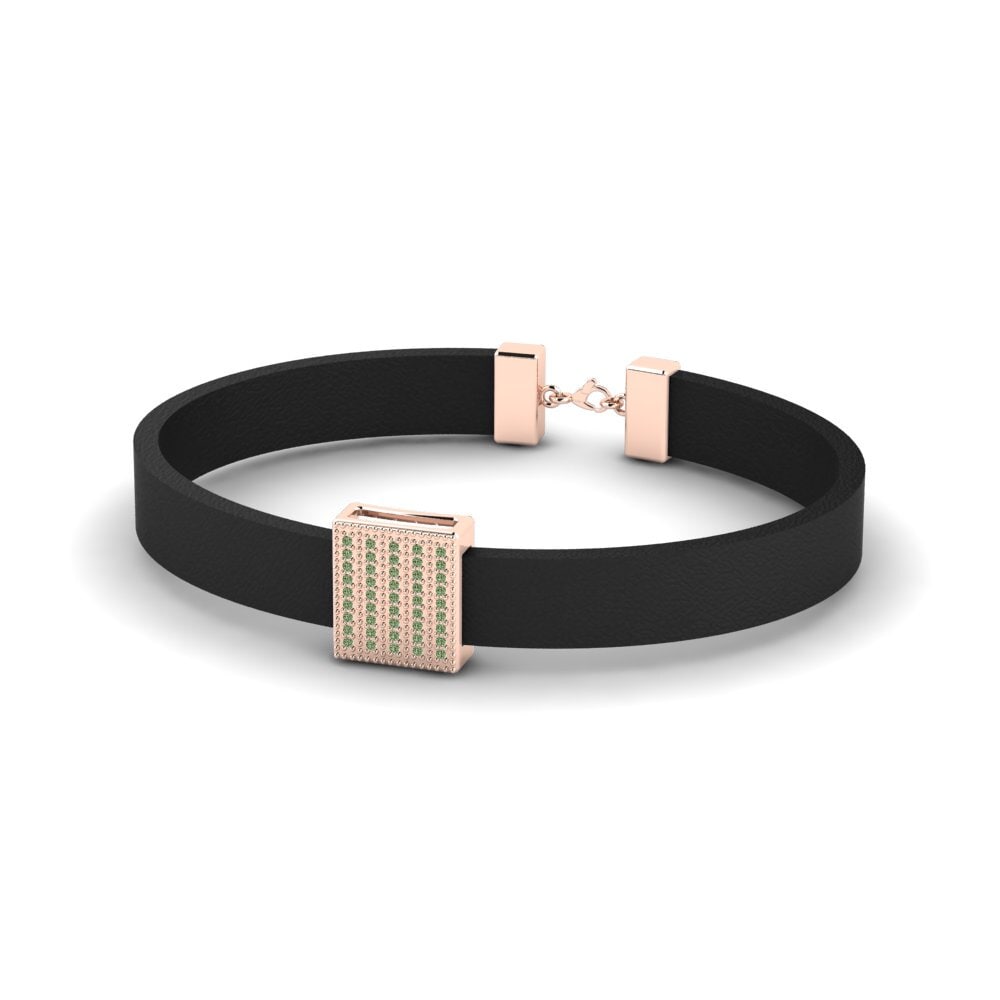 18ct Rose Gold Green Diamond Men's Bracelet Lennox