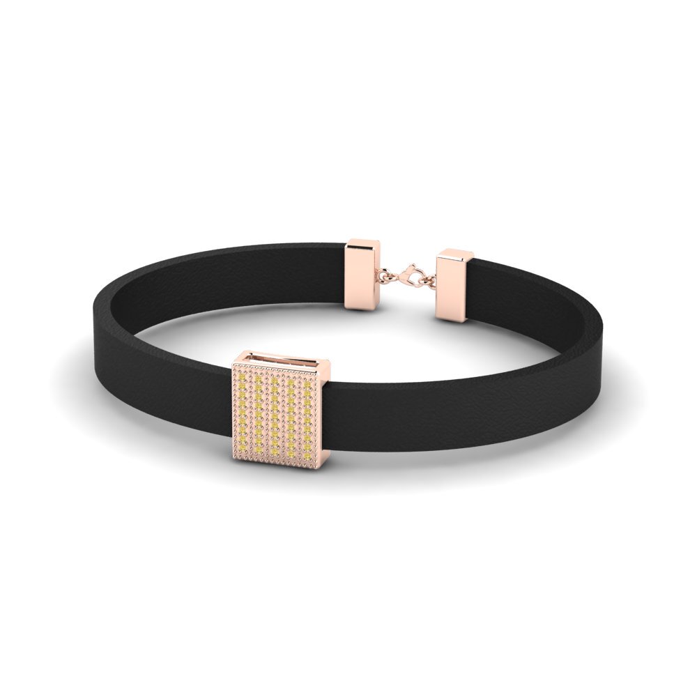 18ct Rose Gold Yellow Diamond Men's Bracelet Lennox