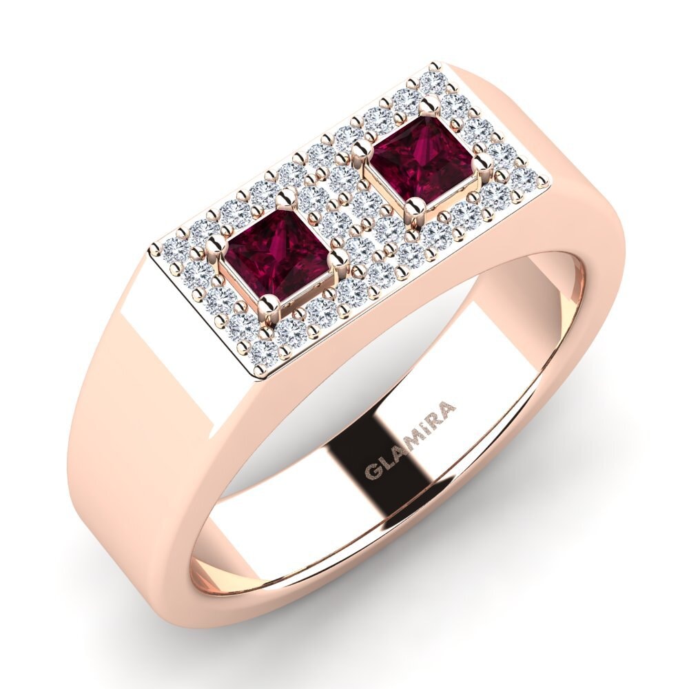 9ct Rose Gold Rhodolite Garnet Men's Ring Leonard