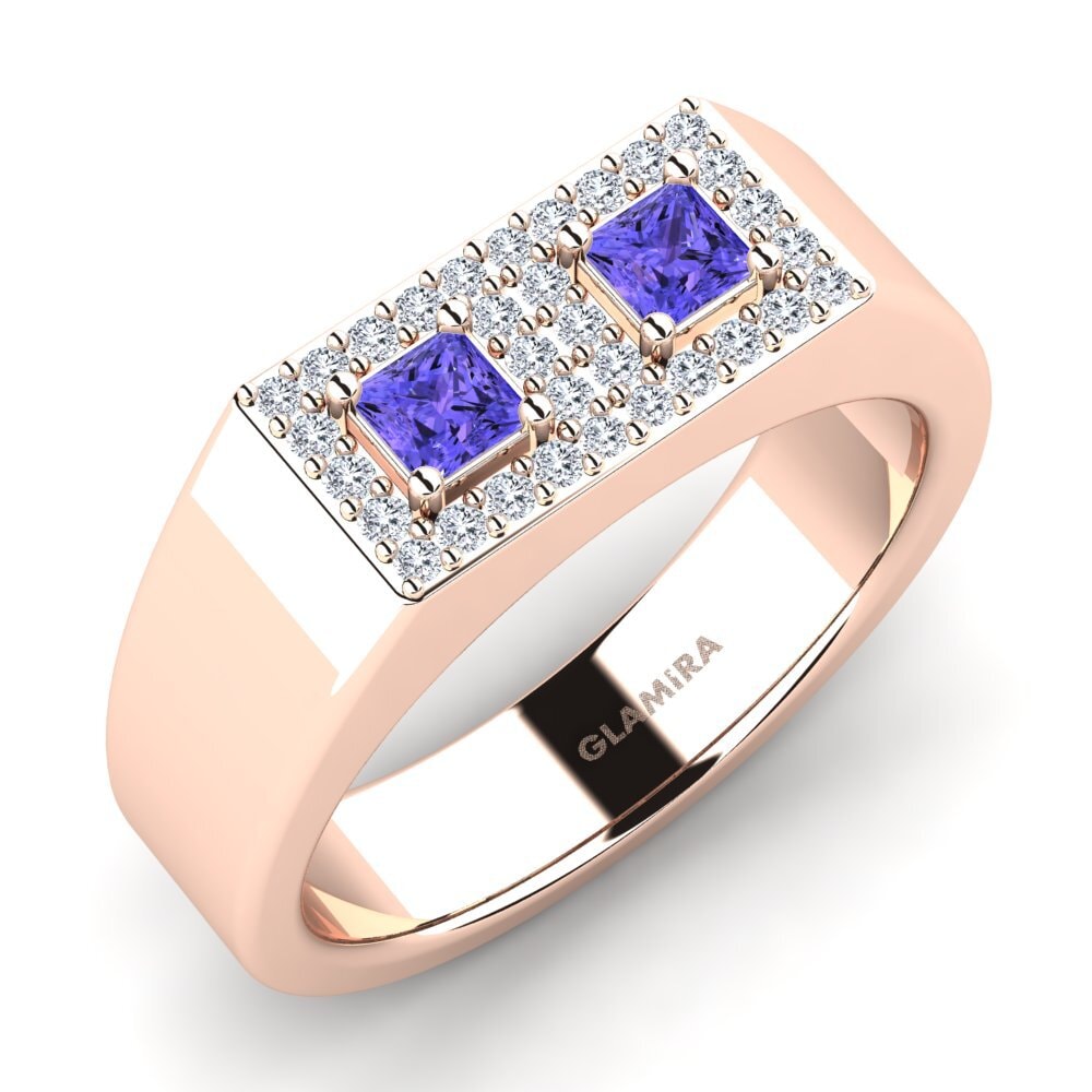 18ct Rose Gold Tanzanite Men's Ring Leonard